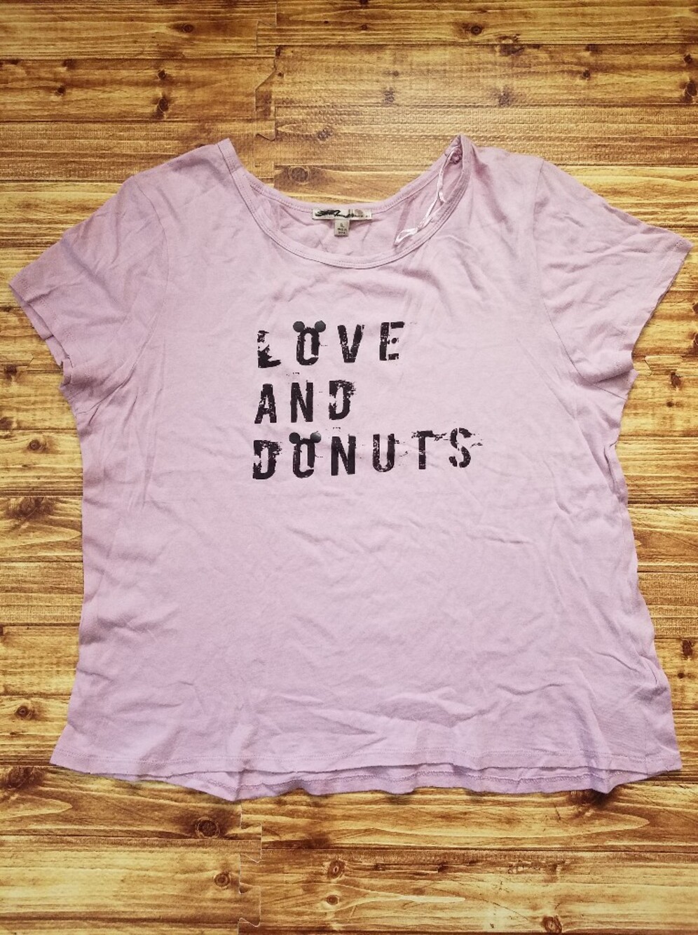 Seven7 Light Pink 'Love and Donuts' Women's XLShort Sleeve Shirt Disney Mickey